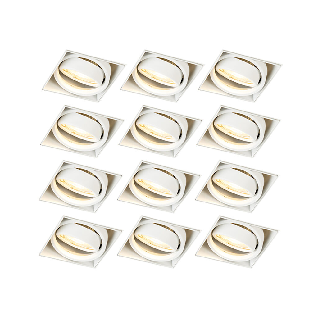 inbouwspots Set van 12 inbouwspot wit GU10 kantelbaar trimless Oneon Staal Wit