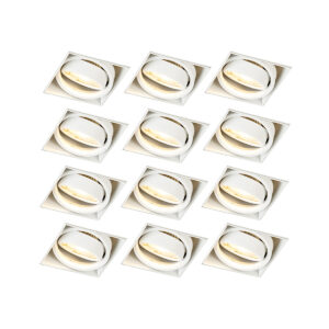 inbouwspots Set van 12 inbouwspot wit GU10 kantelbaar trimless Oneon Staal Wit