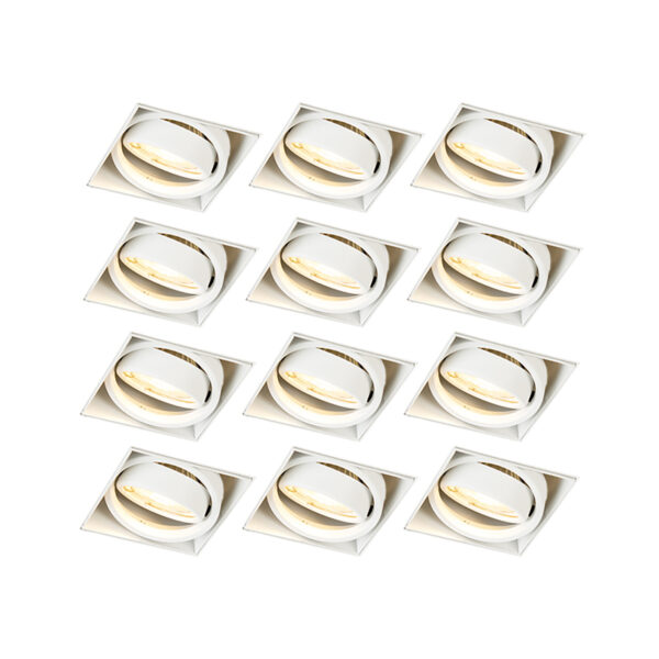 inbouwspots Set van 12 inbouwspot wit GU10 kantelbaar trimless Oneon Staal Wit