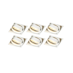 inbouwspots Set van 6 inbouwspot wit GU10 kantelbaar trimless Oneon Staal Wit