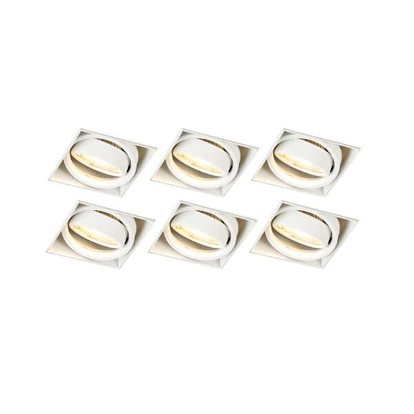 inbouwspots Set van 6 inbouwspot wit GU10 kantelbaar trimless Oneon Staal Wit