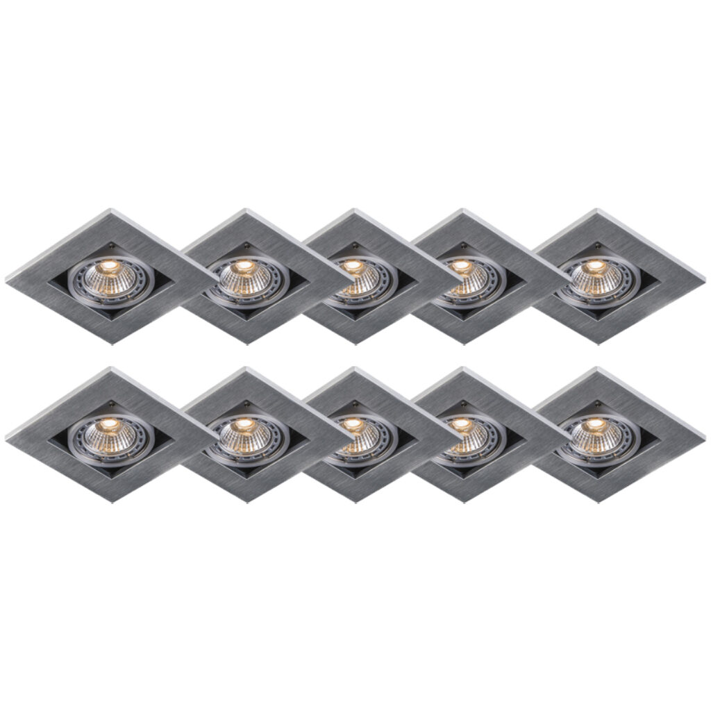 inbouwspots Set van 10 moderne staal 3 mm dik Qure Aluminium Staal Deze past volledig in een omgeving hij staat leuk de hal of Een extraatje aan deze inbouwspot