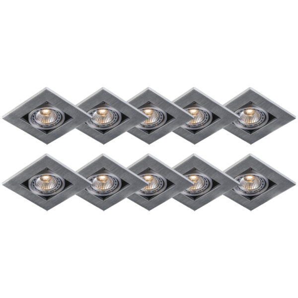 inbouwspots Set van 10 moderne staal 3 mm dik Qure Aluminium Staal Deze past volledig in een omgeving hij staat leuk de hal of Een extraatje aan deze inbouwspot