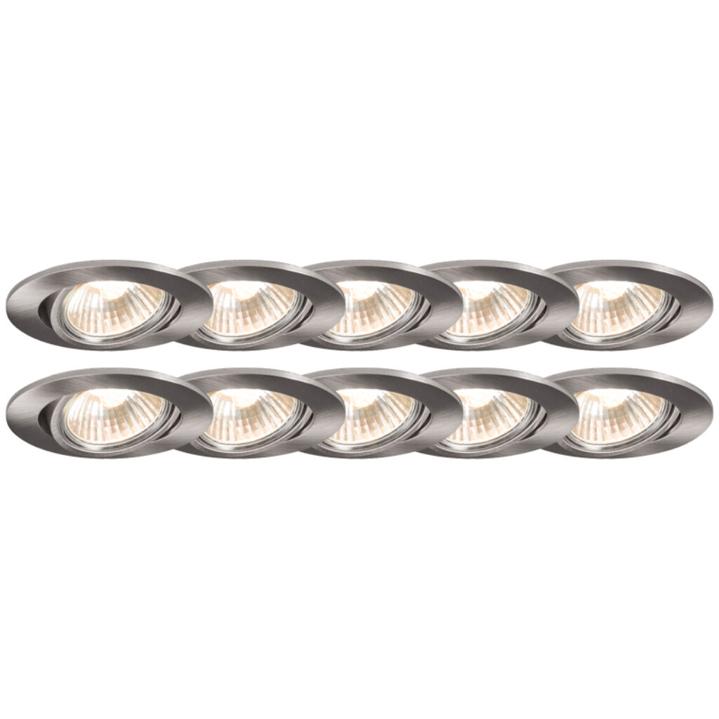 inbouwspots Set van 10 staal kantelbaar Cisco Aluminium Staal In een modern interieur mogen deze spotjes niet ontbreken. Door zijn stalen kleur steken ze mooi