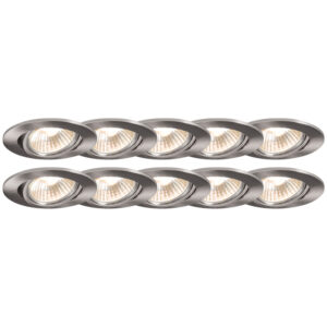 inbouwspots Set van 10 staal kantelbaar Cisco Aluminium Staal In een modern interieur mogen deze spotjes niet ontbreken. Door zijn stalen kleur steken ze mooi