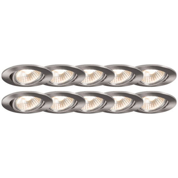 inbouwspots Set van 10 staal kantelbaar Cisco Aluminium Staal In een modern interieur mogen deze spotjes niet ontbreken. Door zijn stalen kleur steken ze mooi