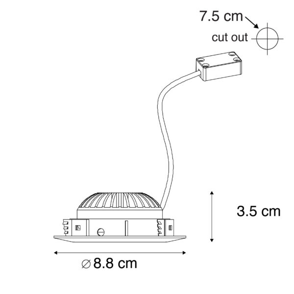 Set van 3 inbouwspots staal incl. LED IP44 - Relax LED - Afbeelding 3