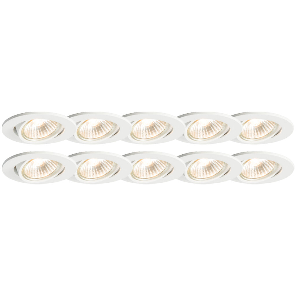 inbouwspots Set van 10 wit kantelbaar Cisco Aluminium Wit In een modern interieur mogen deze spotjes niet ontbreken. Door zijn witte kleur ze erg tijdloos en
