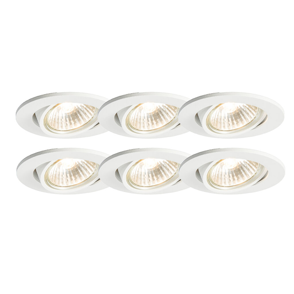 inbouwspots Set van 6 wit kantelbaar Cisco Aluminium Wit