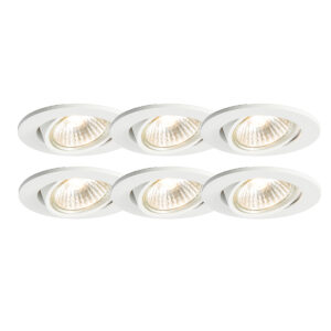inbouwspots Set van 6 wit kantelbaar Cisco Aluminium Wit