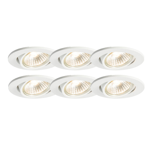 inbouwspots Set van 6 wit kantelbaar Cisco Aluminium Wit
