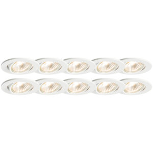 inbouwspots Set van 10 wit kantelbaar Cisco Aluminium Wit In een modern interieur mogen deze spotjes niet ontbreken. Door zijn witte kleur ze erg tijdloos en