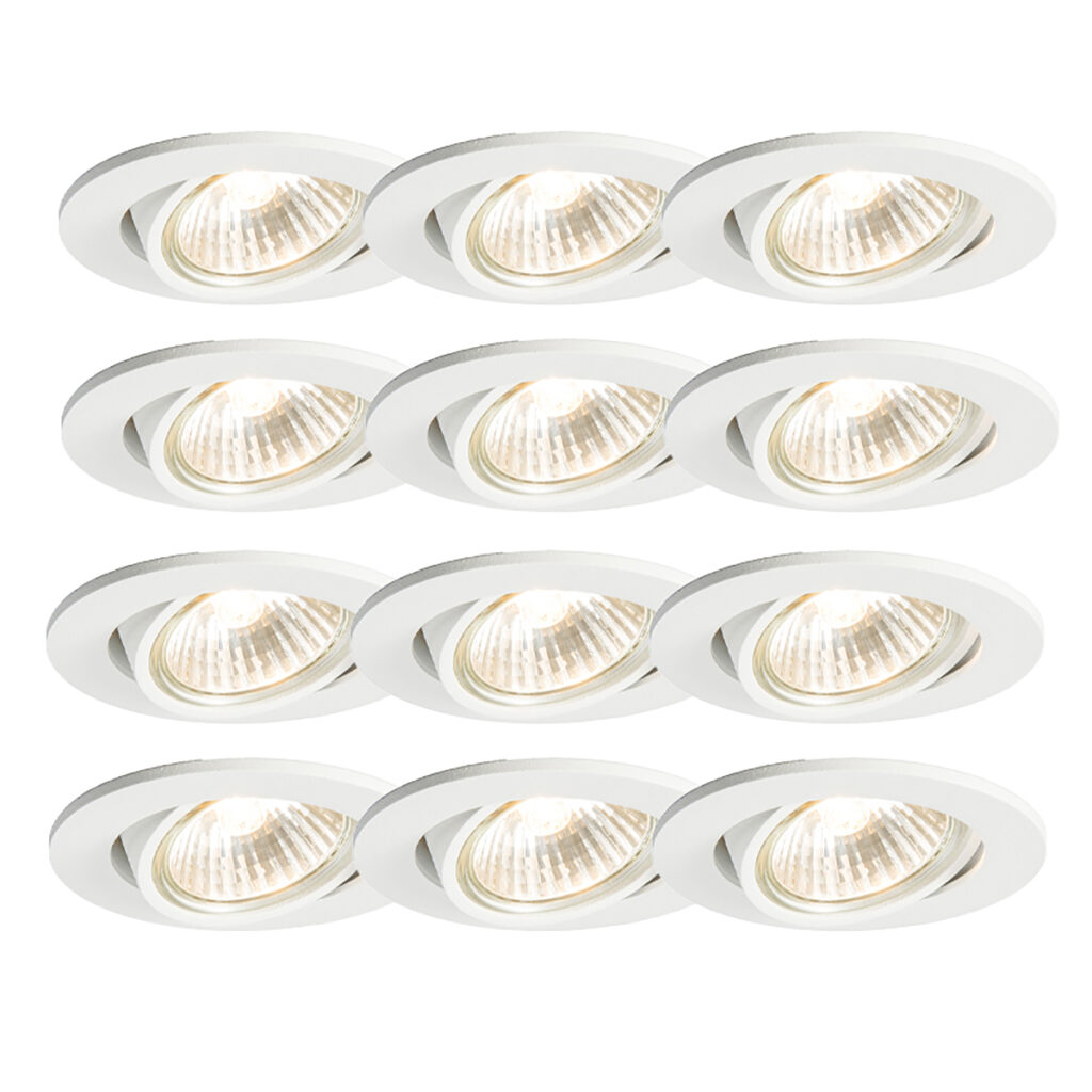 inbouwspots Set van 12 wit kantelbaar Cisco Aluminium Wit