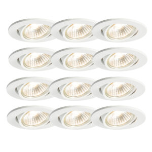 inbouwspots Set van 12 wit kantelbaar Cisco Aluminium Wit