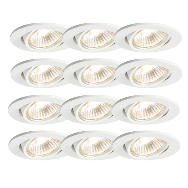 inbouwspots Set van 12 wit kantelbaar Cisco Aluminium Wit