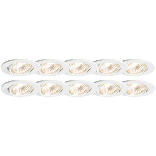 inbouwspots Set van 10 wit kantelbaar Cisco Aluminium Wit In een modern interieur mogen deze spotjes niet ontbreken. Door zijn witte kleur ze erg tijdloos en