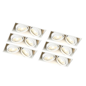 inbouwspots Set van 6 wit GU10 kantelbaar trimless Oneon Staal Wit