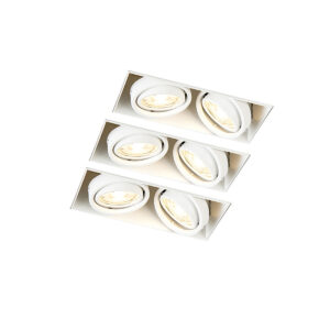 inbouwspots Set van 3 wit GU10 kantelbaar trimless Oneon Staal Wit