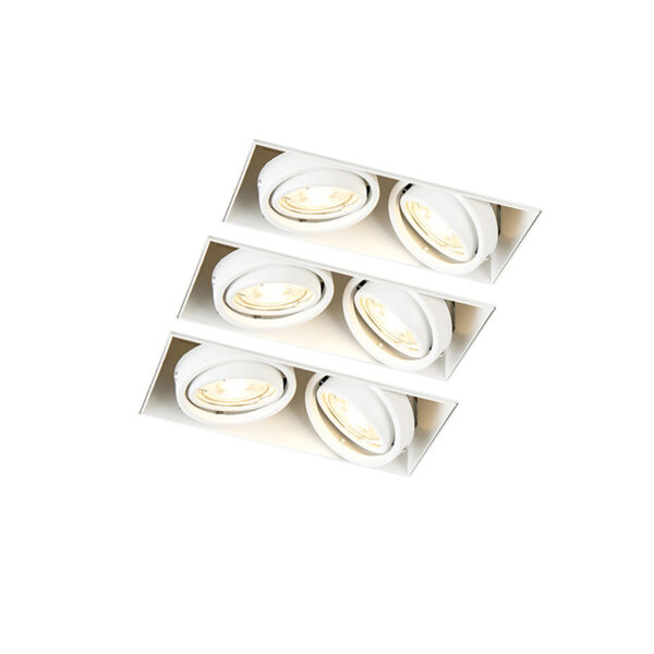 inbouwspots Set van 3 wit GU10 kantelbaar trimless Oneon Staal Wit