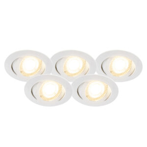 inbouwspots Set van 5 wit incl. LED dimbaar Mio Kunststof Wit Deze is een strakke moderne inbouwspot. De witte kleur maakt hem erg lamp beschikt over licht