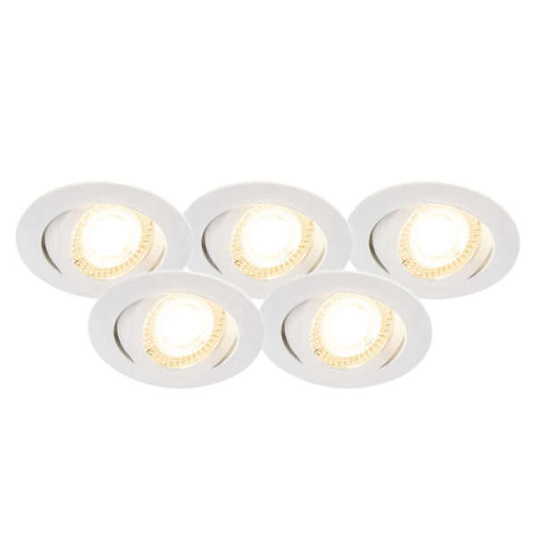 inbouwspots Set van 5 wit incl. LED dimbaar Mio Kunststof Wit Deze is een strakke moderne inbouwspot. De witte kleur maakt hem erg lamp beschikt over licht