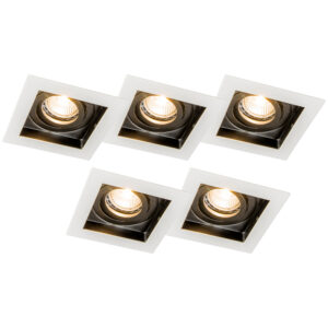inbouwspots Set van 5 wit staal Carree Aluminium Wit Een stoere witte stalen vierkante en kantelbare Hoort echt thuis in een moderne omgeving. Deze 1 is