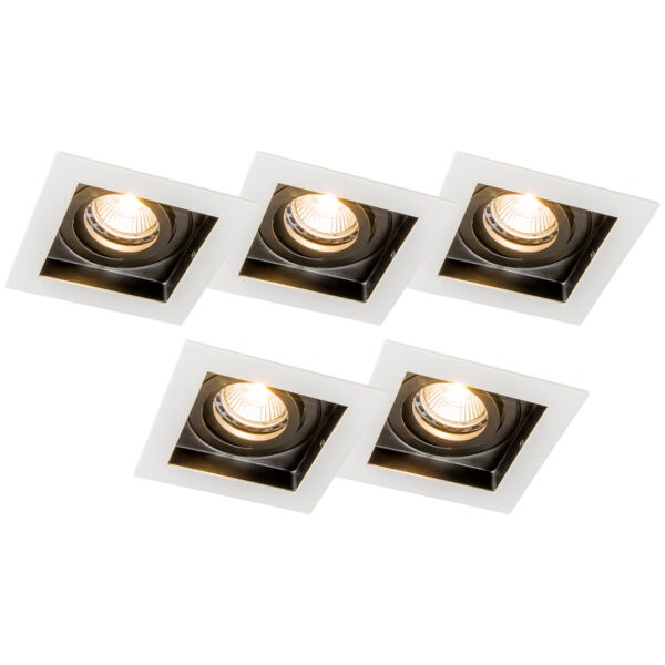 inbouwspots Set van 5 wit staal Carree Aluminium Wit Een stoere witte stalen vierkante en kantelbare Hoort echt thuis in een moderne omgeving. Deze 1 is