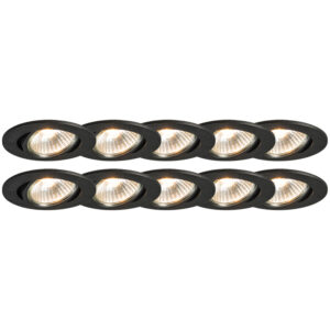 inbouwspots Set van 10 zwart kantelbaar Cisco Aluminium Zwart In een modern interieur mogen deze spotjes niet ontbreken. Door zijn zwarte kleur steken ze mooi