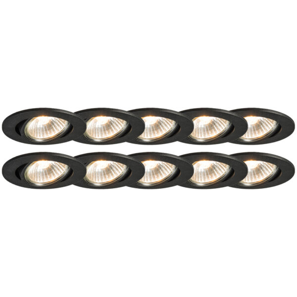 inbouwspots Set van 10 zwart kantelbaar Cisco Aluminium Zwart In een modern interieur mogen deze spotjes niet ontbreken. Door zijn zwarte kleur steken ze mooi