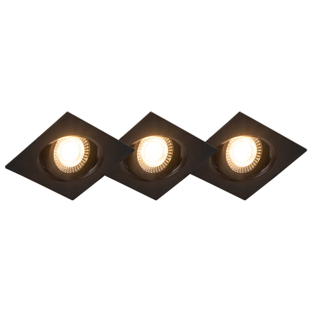 inbouwspots Set van 3 zwart incl. LED dimbaar Miu Kunststof Zwart Deze is een strakke moderne inbouwspot. De zwarte kleur maakt hem erg Hij driestaps met je kan