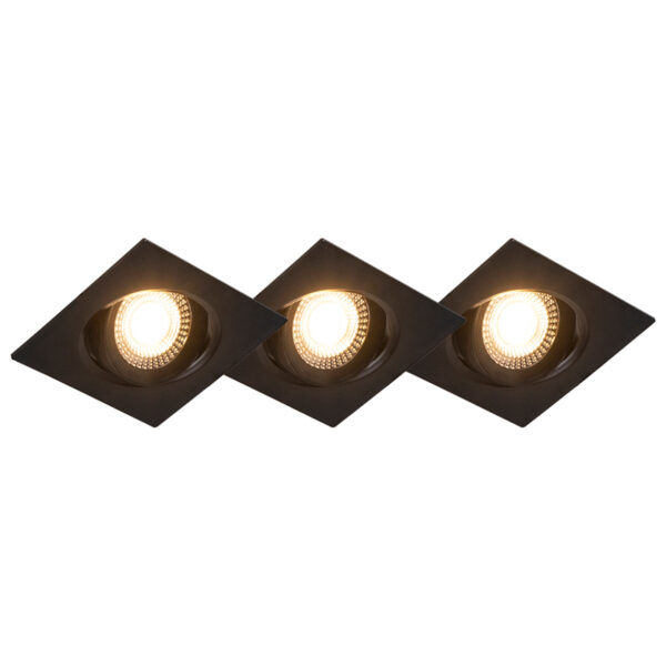 inbouwspots Set van 3 zwart incl. LED dimbaar Miu Kunststof Zwart Deze is een strakke moderne inbouwspot. De zwarte kleur maakt hem erg Hij driestaps met je kan