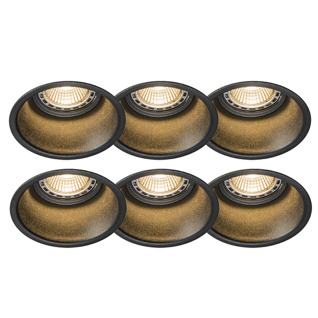 inbouwspots Set van 6 zwart rond Dept Aluminium Zwart
