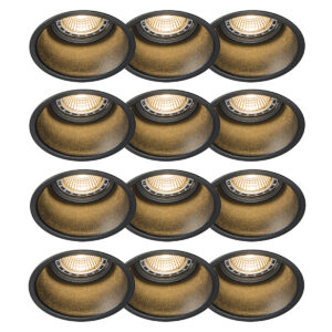 inbouwspots Set van 12 zwart rond Dept Aluminium Zwart