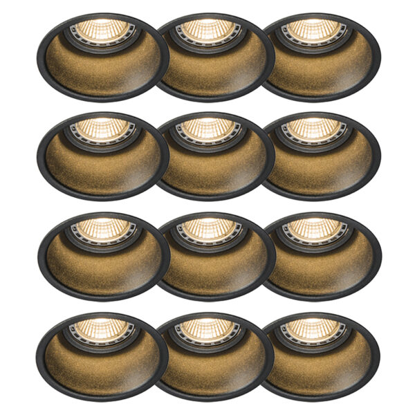 inbouwspots Set van 12 zwart rond Dept Aluminium Zwart
