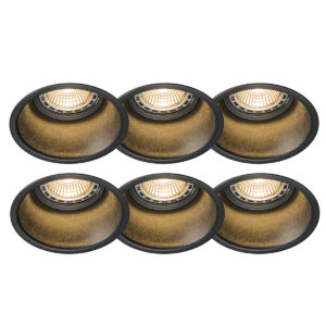 inbouwspots Set van 6 zwart rond Dept Aluminium Zwart