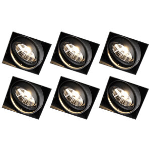 inbouwspots Set van 6 zwart GU10 AR70 trimless Oneon Staal Zwart