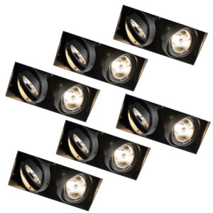 inbouwspots Set van 6 zwart GU10 AR70 trimless Oneon Staal Zwart