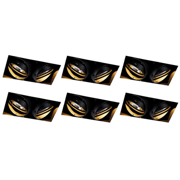 inbouwspots Set van 6 zwart GU10 AR111 Trimless Oneon Staal Zwart