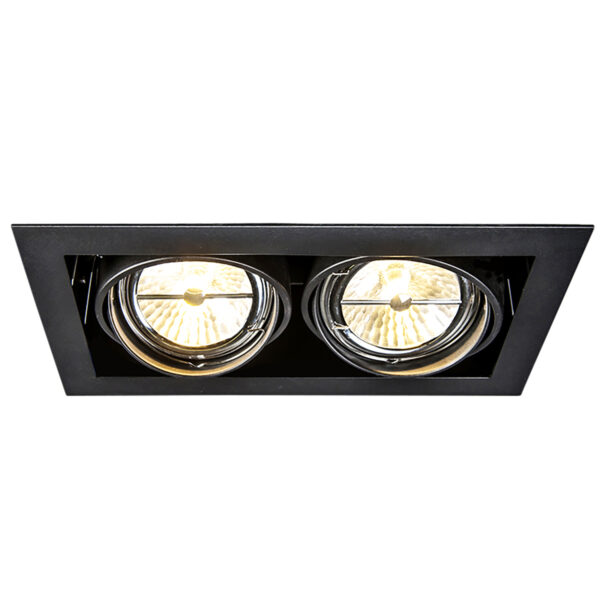 Set van 12 Inbouwspots zwart AR111 verstelbaar 2-lichts - Oneon - Afbeelding 2