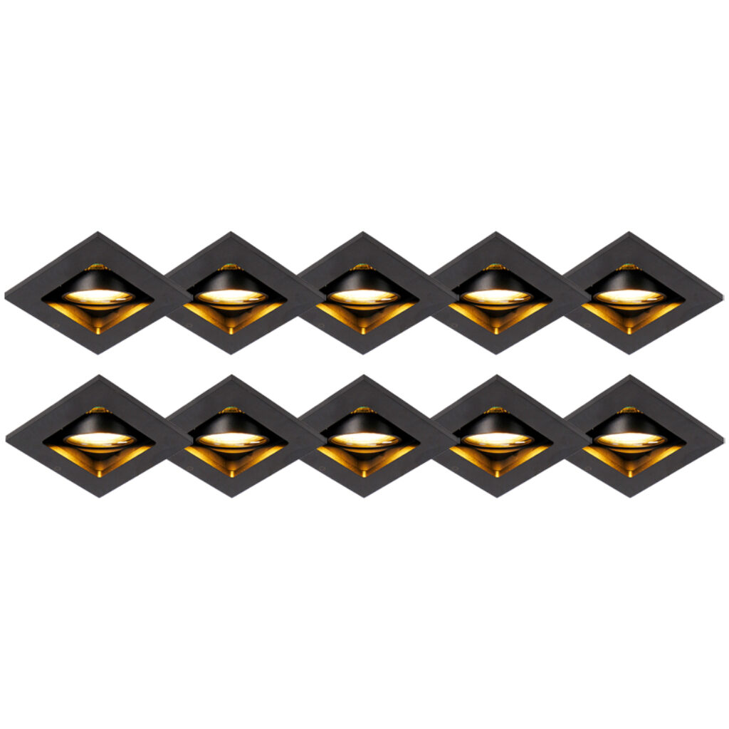 inbouwspots Set van 10 zwart verstelbaar Qure Aluminium Zwart Deze zwarte past volledig in een moderne omgeving hij staat leuk de hal of Met 20 is deze alleen