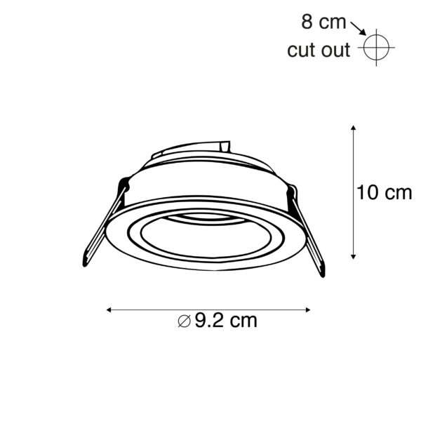 Smart inbouwspot wit rond kantelbaar incl. Wifi GU10 - Chuck - Afbeelding 3