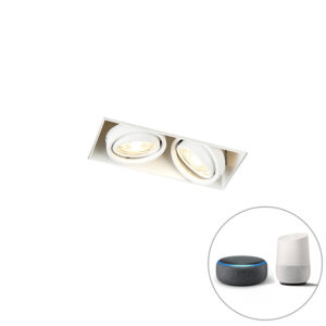 inbouwspots Smart inbouwspot wit trimless incl. 2 WiFi GU10 Oneon Staal Wit Deze Trimless is de perfecte afgewerkt in een tijdloze witte Dit armatuur wat inhoud