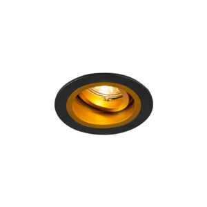inbouwspots Smart inbouwspot zwart met goud kantelbaar incl. Wifi GU10 Chuck Staal De perfecte spot die past in elk interieur dat is deze ronde lichtbron hoef