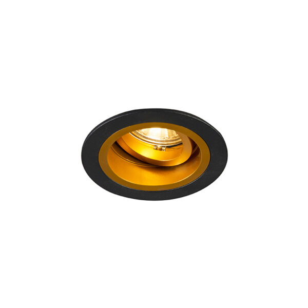 inbouwspots Smart inbouwspot zwart met goud kantelbaar incl. Wifi GU10 Chuck Staal De perfecte spot die past in elk interieur dat is deze ronde lichtbron hoef