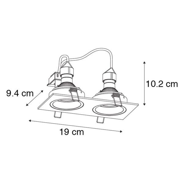 Smart inbouwspot zwart rechthoekig verstelbaar incl. 2 wifi GU10 - Chuck - Afbeelding 3