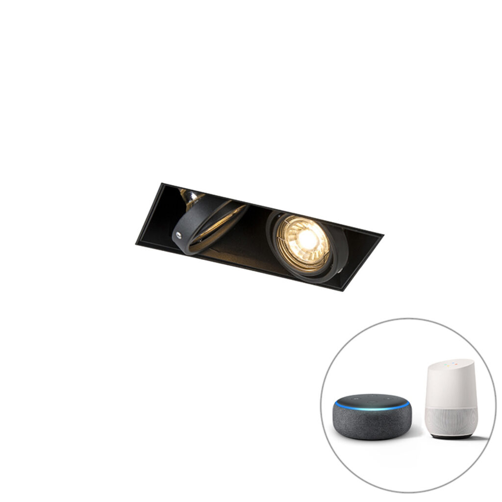 inbouwspots Smart inbouwspot zwart incl. 2 Wifi GU10 trimless Oneon Staal Zwart Deze Trimless is de perfecte inbouwspot. Dit armatuur trimless. Dat houdt in dat
