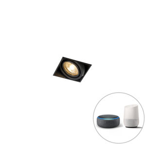 inbouwspots Smart inbouwspot zwart incl. Wifi GU10 trimless Oneon 1 Staal Zwart Deze Trimless is de perfecte inbouwspot. Dit armatuur wat inhoud dat er geen