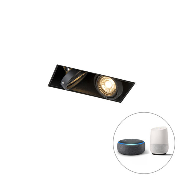 inbouwspots Smart inbouwspot zwart incl. 2 Wifi GU10 trimless Oneon Staal Zwart Deze Trimless is de perfecte inbouwspot. Dit armatuur trimless. Dat houdt in dat