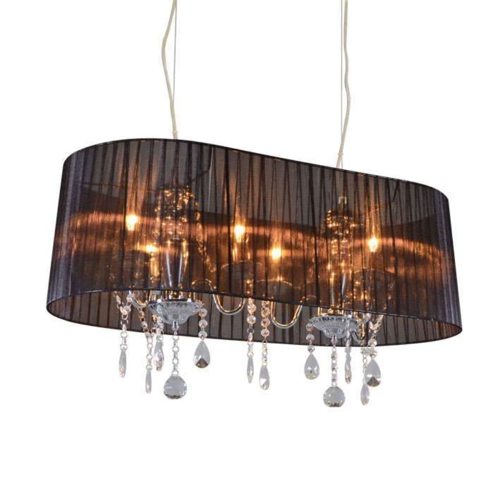 kroonluchters Kroonluchter chroom met zwart 80 cm GlasStofStaal Zwart Twee kleine kroonluchters. Gemaakt van staal afgewerkt in en een zwarte stoffen kap. Het