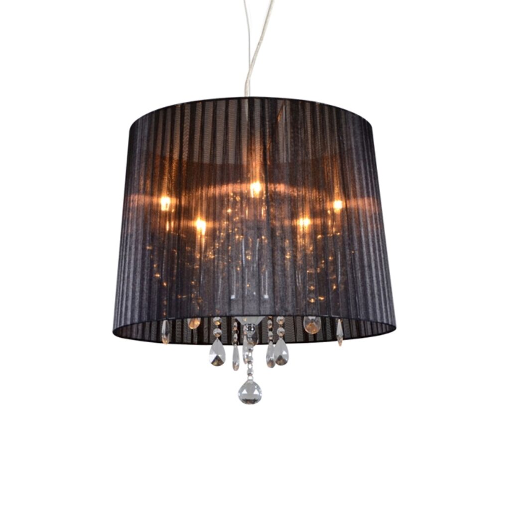 kroonluchters Kroonluchter chroom met zwart 50 cm 5 GlasStofStaal Zwart Een klassiek ontwerp heeft 5. Sierlijke vormen een semi transparantie zwarte lampenkap